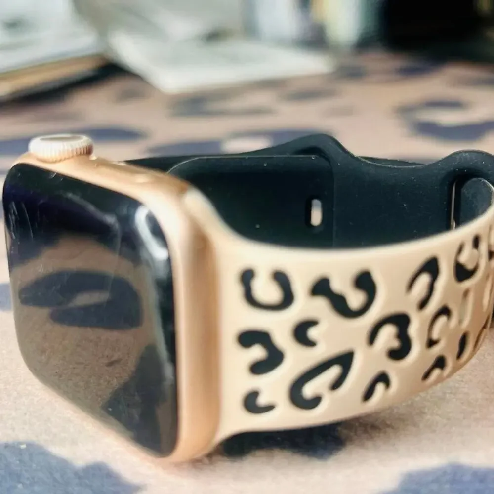 2 Pack Apple Watch Bands 38 40 Matte Black & Blush Leopard NEW